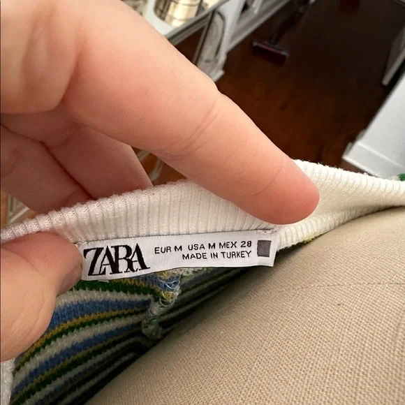 Zara Striped Sleeveless Crop Top - Blue, Green, White Zara - Picture 4 of 4